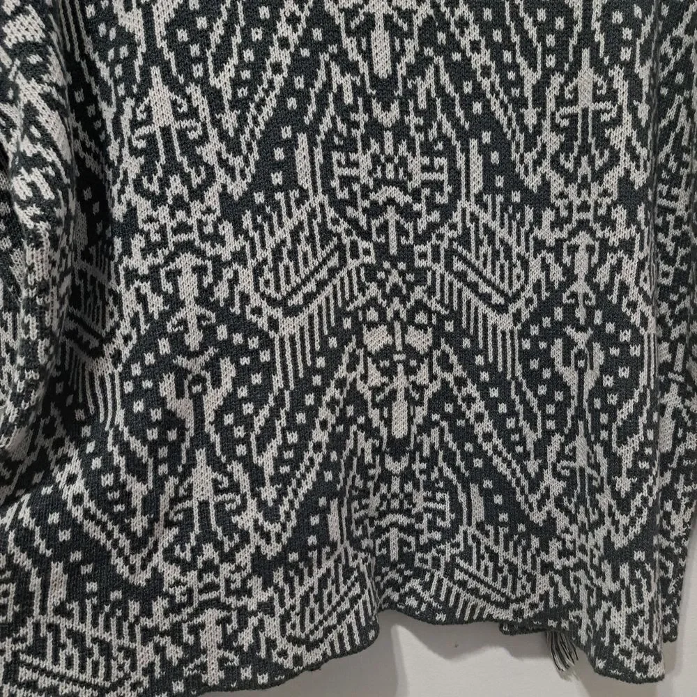 Lucky Brand Shawl Collar Western Boho Open Front Cardigan Small Gray Multi NWT